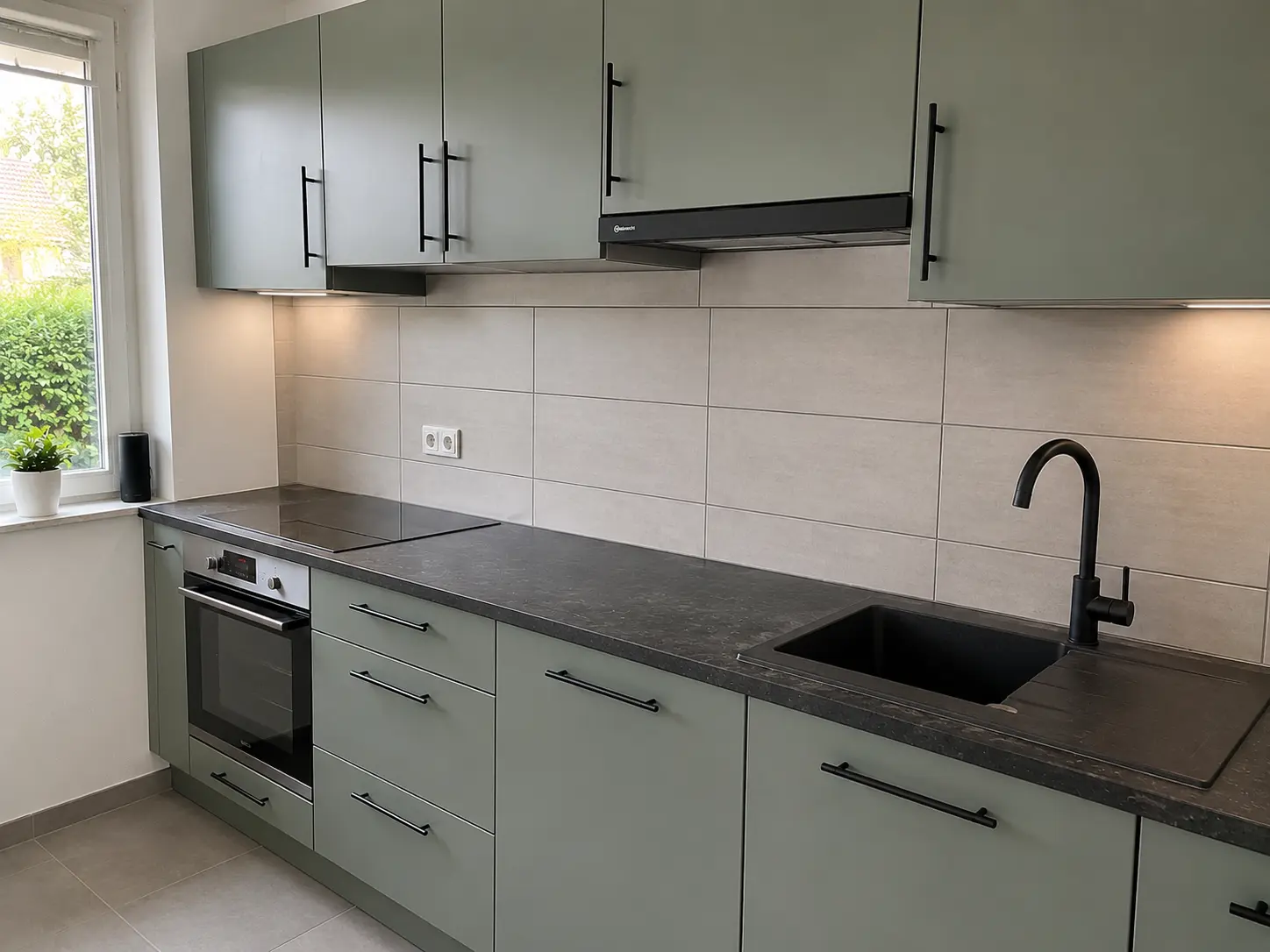 Fertig geflieste Küche mit modernem Rückspiegel Hamburg
